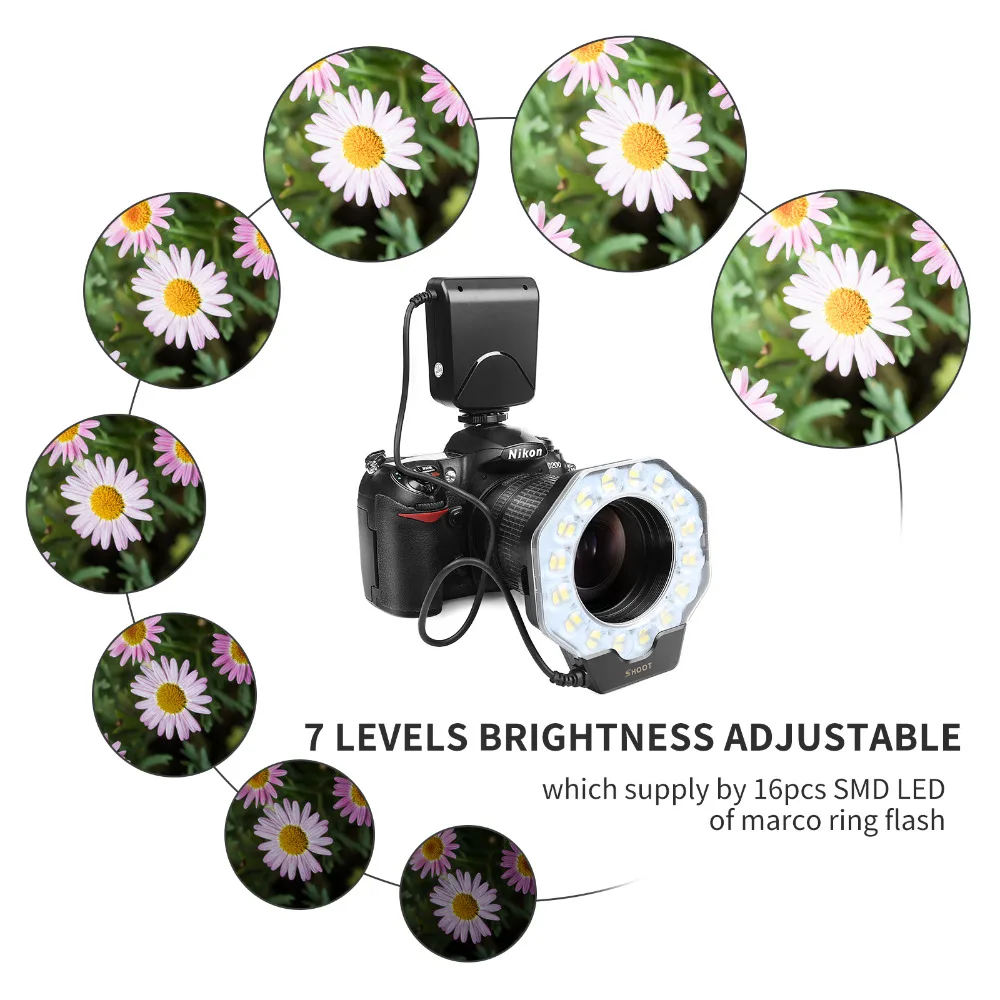 Снимать макро светодиодный Кольцевая вспышка светильник для Nikon D5300 D5100 D3400 D3100 D7200