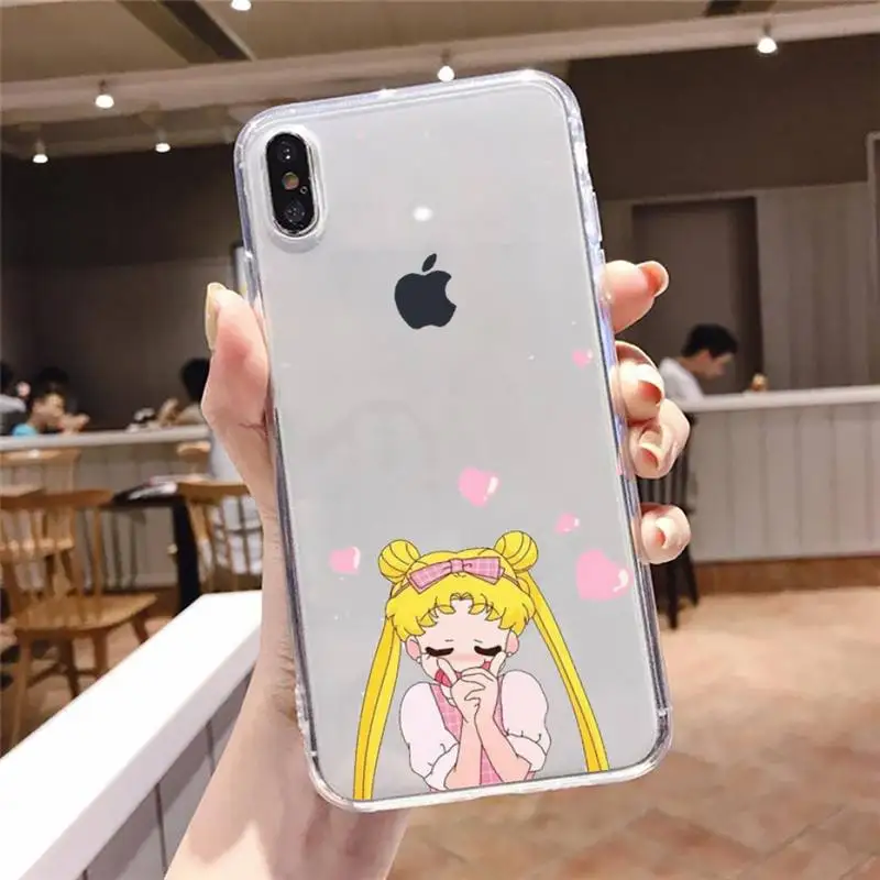 

Japan Anime Sailor Moon Princess Phone Case For iphone 12 11 8 7 6s 6 5 5s 5c se plus mini x xs xr pro max Transparent soft