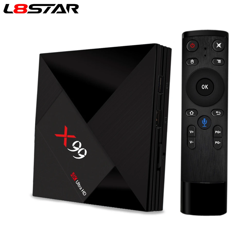 X99 RK3399 4 Гб RAM 64 ROM Android TV Box с голосовым поиском пульт дистанционного управления 5G WiFi