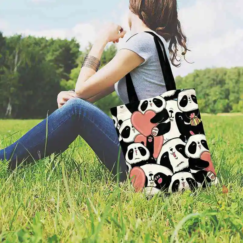 Складная сумка-тоут с принтом в виде панды женская сумка на плечо Женская