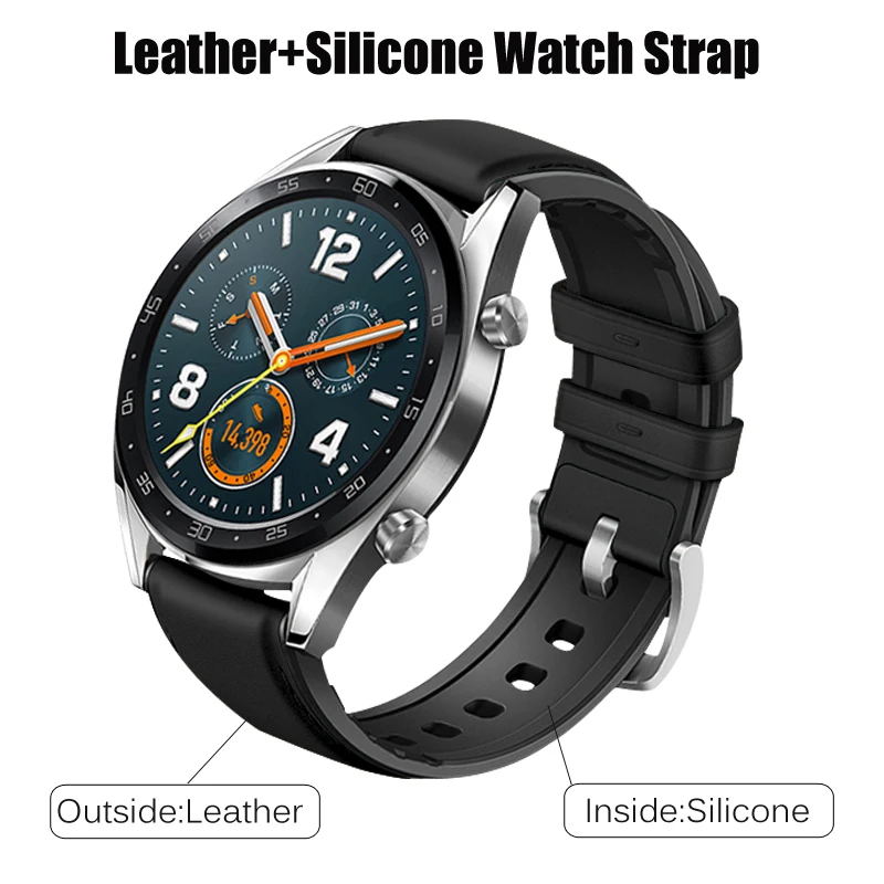 22 мм ремешок для часов Huawei Watch GT Honor Magic Band из натуральной кожи силиконовый gt Active 46