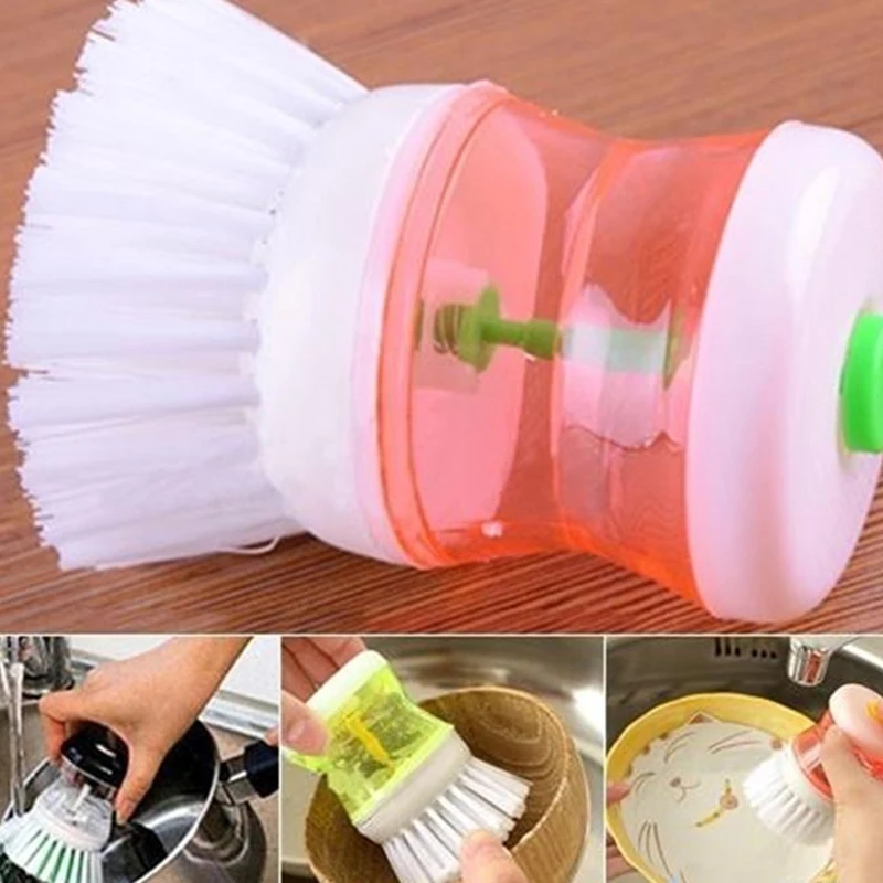 Кухонная щетка для посуды с дозатором жидкого мыла пластиковая мытья товары