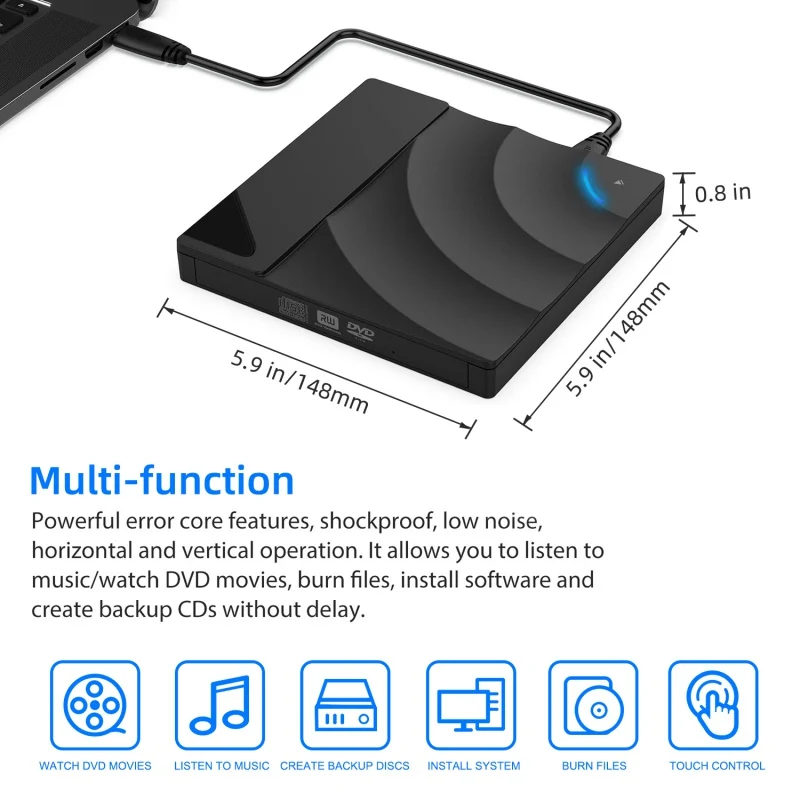Супертонкий Внешний привод CD/DVD USB 3 0 портативный внешний перезаписывающий