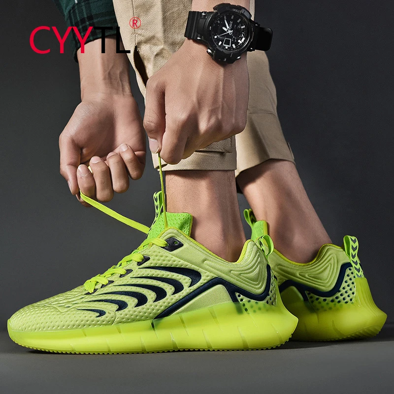 

CYYTL Men Breathable Mesh Sport Sneakers Soft Glow-in-the-dark Plus Size Shoes Casual Slip Resistant Walking Workout Tennis