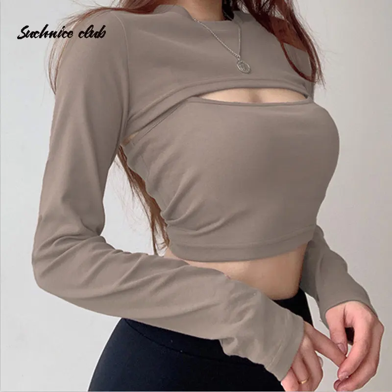 

Sexy Hollow Knit Top Sweater Women Party Navel Slim Ribbed Summer Lady Shirts Solid Color Skinny Casual Top