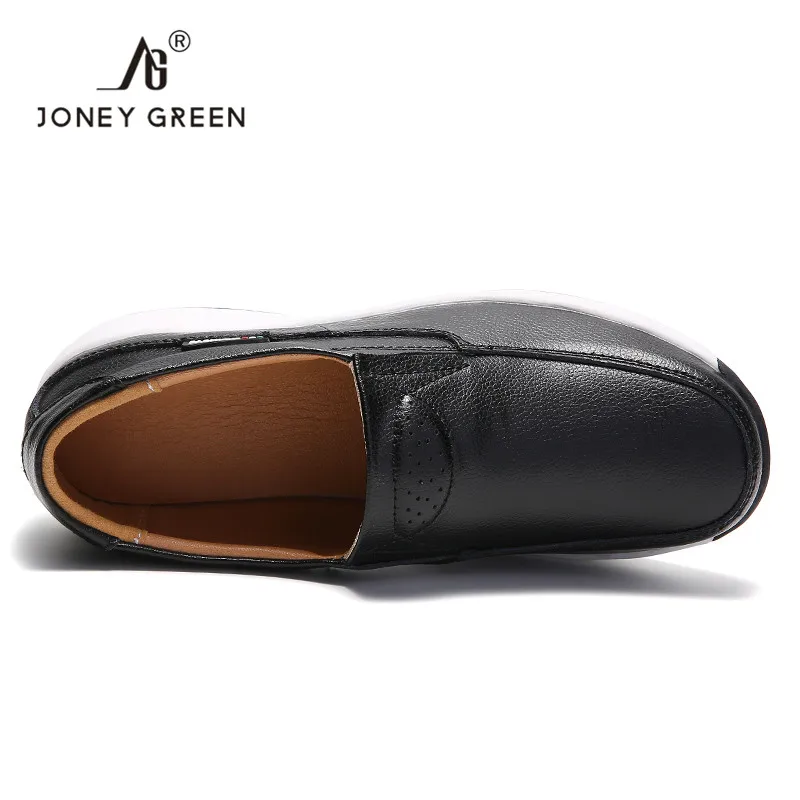 Мокасины женские из натуральной кожи туфли на плоской платформе без застежки