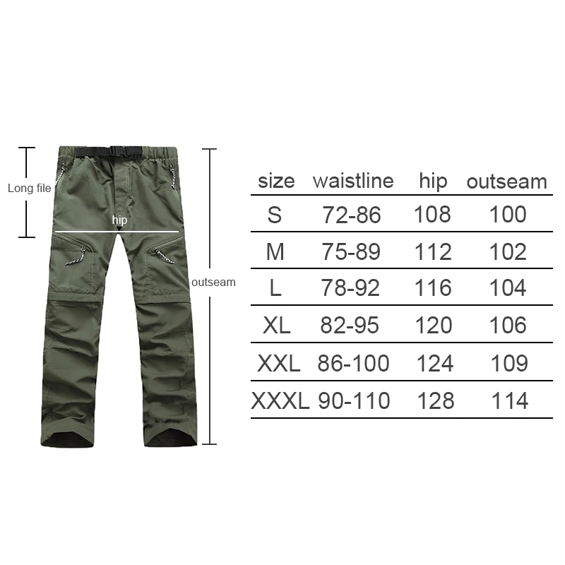 

Men Quick Dry Outdoor Pants Removable Hiking&Camping Pants Male Summer Breathable Hunting&Climbing Pants S-XXXL 4 Color