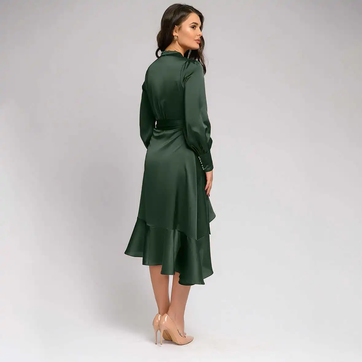 

Women Vintgae Sashes Ruffled A-line Party Dress Long Sleeve Sexy V neck Solid Elegant Casual Dress Summer New Fashion Dress