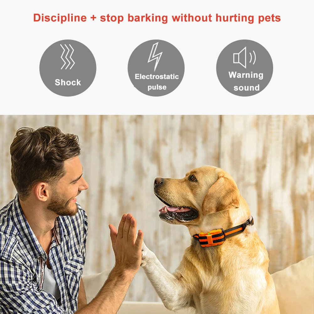 

Remote Control Smart Press Button Safe Anti Bark Obedience Waterproof LCD Display Universal Dog Training Collar USB Rechargeable