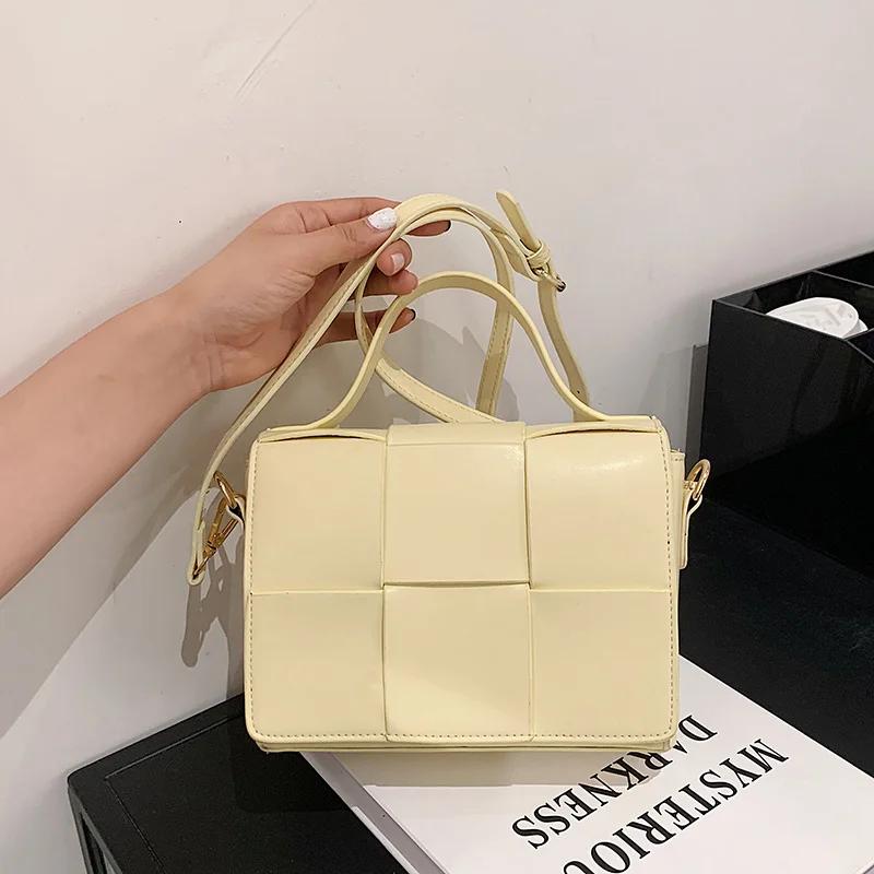 

Knitting Criss-Cross Handbag Crossbody Bag Women's Luxury Brand Designer Pu Leather Female Shoulder Messenger Purses