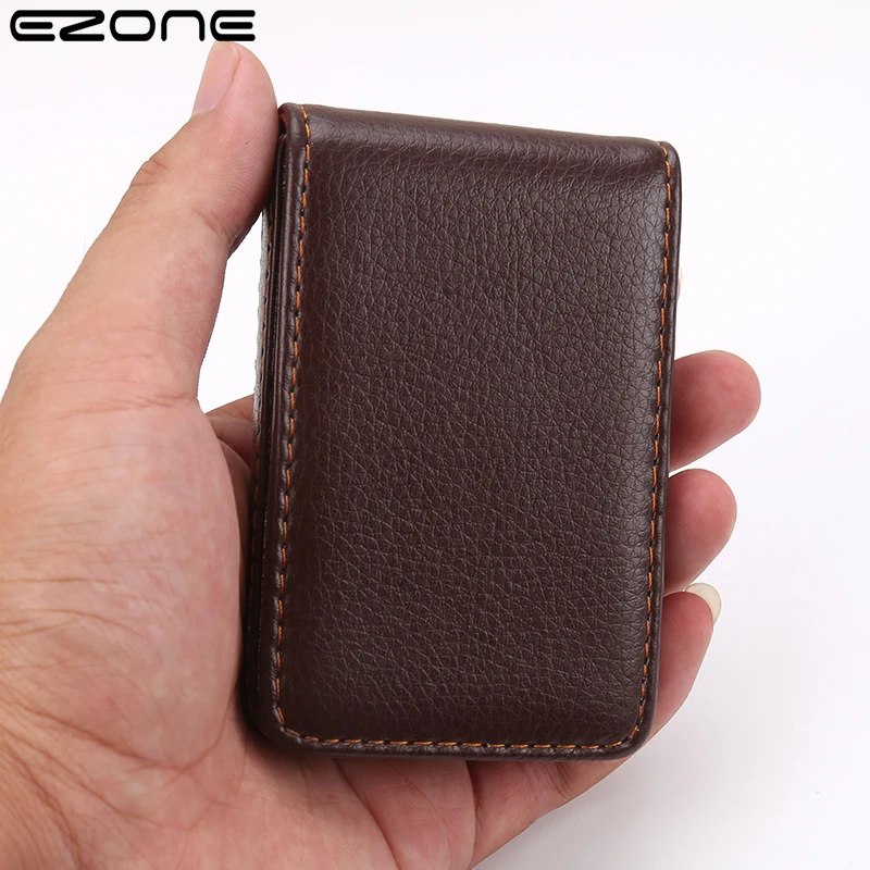 EZONE Credit Card Case Business Card Holder Leather Vertical Section Organizer Desktop Storage RFID Magnetic Anti-theft Gift