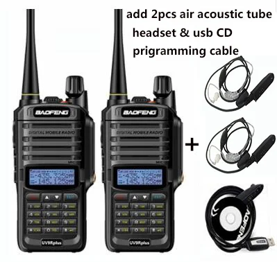 2 tube headset cable 2 шт. большой диапазон baofeng uv-9r плюс Водонепроницаемая рация с любительским cb радио Автомобильная радиостанция vhf uhf Удобная - Цвет: 2 tube headset cable