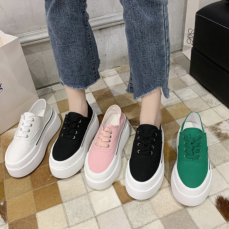 

Sneakers Women 2021 Conver Round Toe Shoes Slip-on Shallow Mouth Clog Platform Girl Espadrilles Casual Female Flats