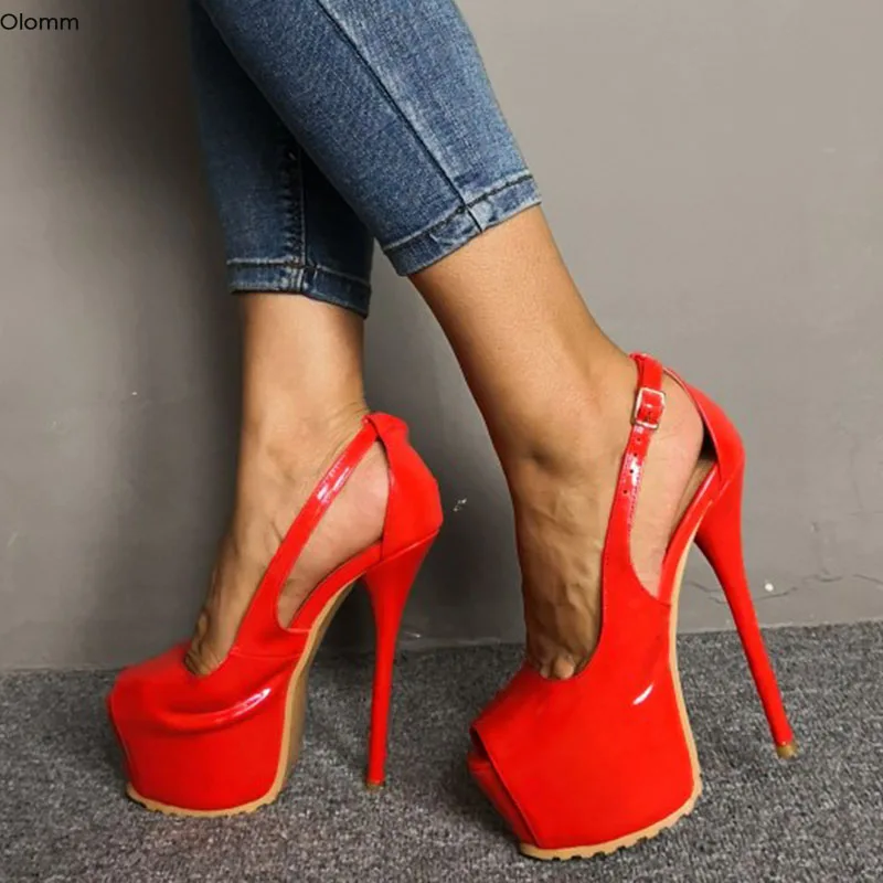 

Olomm/Новое поступление; Женские босоножки на платформе; Пикантные босоножки на шпильках; Великолепные красные вечерние туфли с открытым носк...