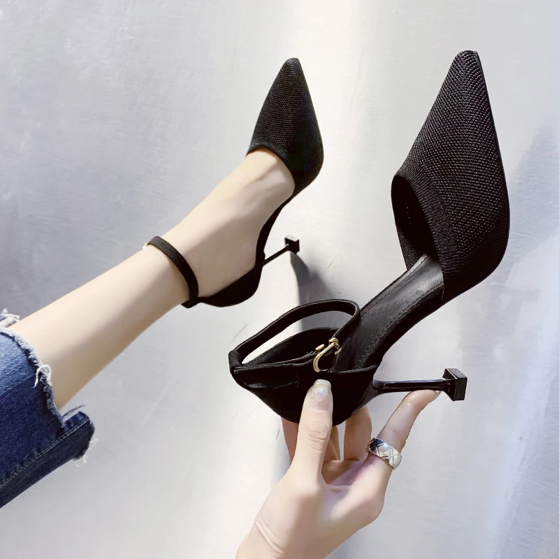 Новинка 2020 года Женские туфли-лодочки с ремешком на щиколотке из двух предметов