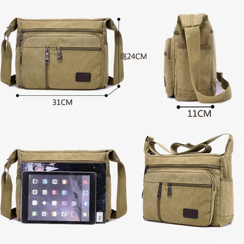 

2021 Men Travel Bag Canvas Casual Shoulder Crossbody Outdoor Bags Mens Travel School Retro Zipper Shoulder Bag