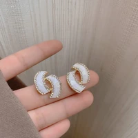 simple creative pearl stud earrings fashion temperament ear jewelry
