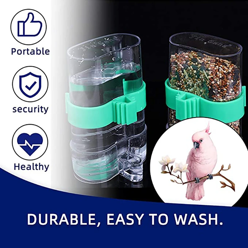 

2Pcs Parakeet Water Dispenser No Mess Parrot Feeder Waterer Cockatiel Cage Accessories Automatic Feeding for Budgies Canaries