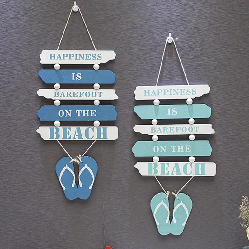 

Wooden Wall Decorative Sign Creative Beach Plaque Marine Style Hanging Ornament for Home Living Room Bedroom F2