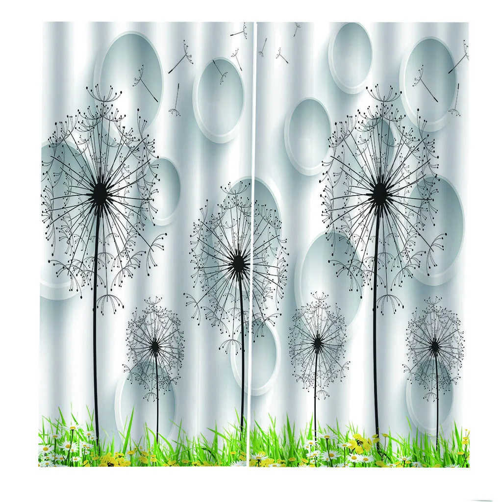 Красивые фото Модные индивидуальные 3D шторы ТВЕРДЫЕ ЗАНАВЕСКИ с одуванчиками