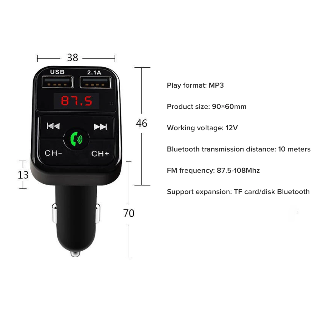 Автомобильный FM-трансмиттер с Bluetooth 5 0 + EDR беспроводной аудио-приемник функцией