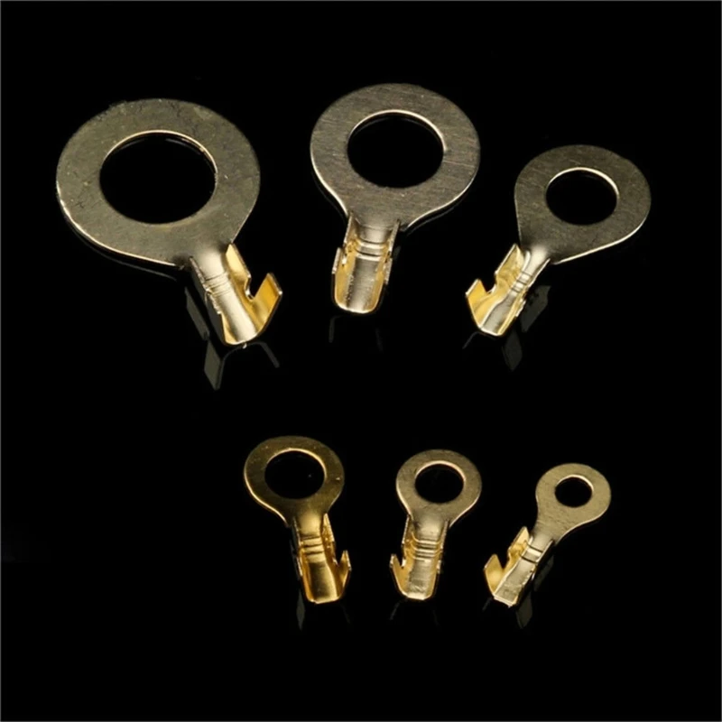 

150pcs Ring Type Gold Terminals Golden Brass Non-insulated Crimp Terminals Conne