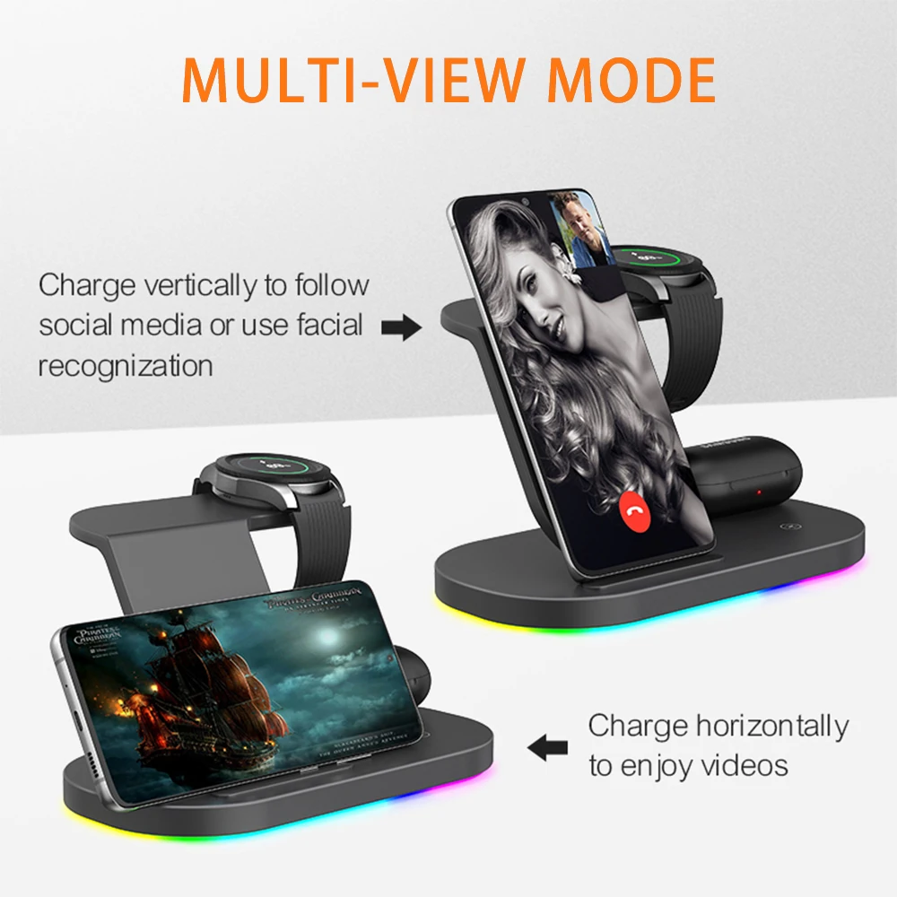 3 in 1 wireless charger stand 15w fast charging for samsung galaxy s21s20s10s9 watch 3 4 classic active 1 2 for iphone 13 12 free global shipping