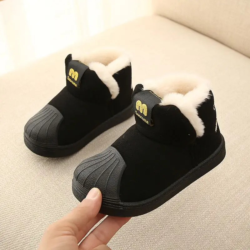 Black New Winter Snow Boots For Kids Girls Home Slippers Cartoon Unicorn Baby Girls Shoes For Children Boys Indoor Bedroom Slippers - Цвет: Black