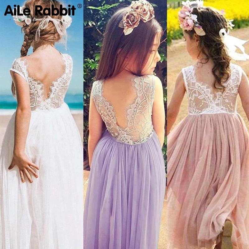 Летнее платье для девочек от 3 до 8 лет многослойное Кружевное платье-пачка