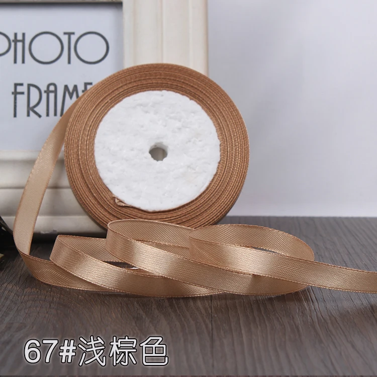 No 67 light brown 6 мм 1 см 1,5 см 2 см 2,5 см 4 5 см атласными лентами DIY искусственный шелк розы Ремесла поставок швейной фурнитуры Скрапбукинг Материал - Цвет: No 67 light brown