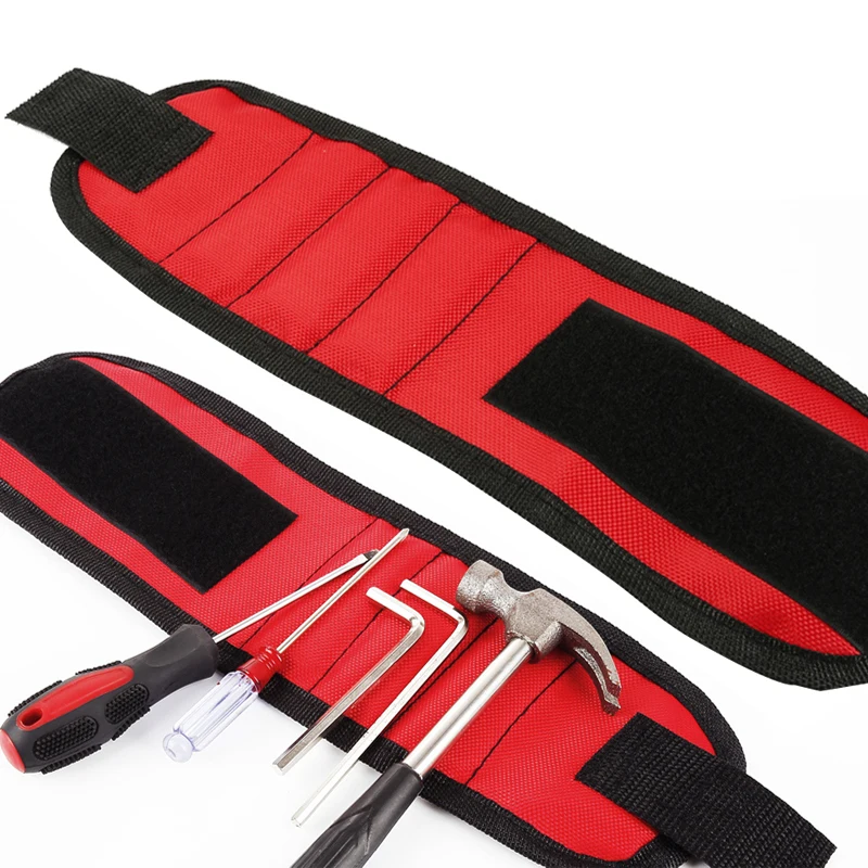 

Magnetic Wristband Portable Tool Bag With 3 Magnet Electrician Wrist Wrist Tool Belt Screws Nails Drill Bits Bracelet For Repair