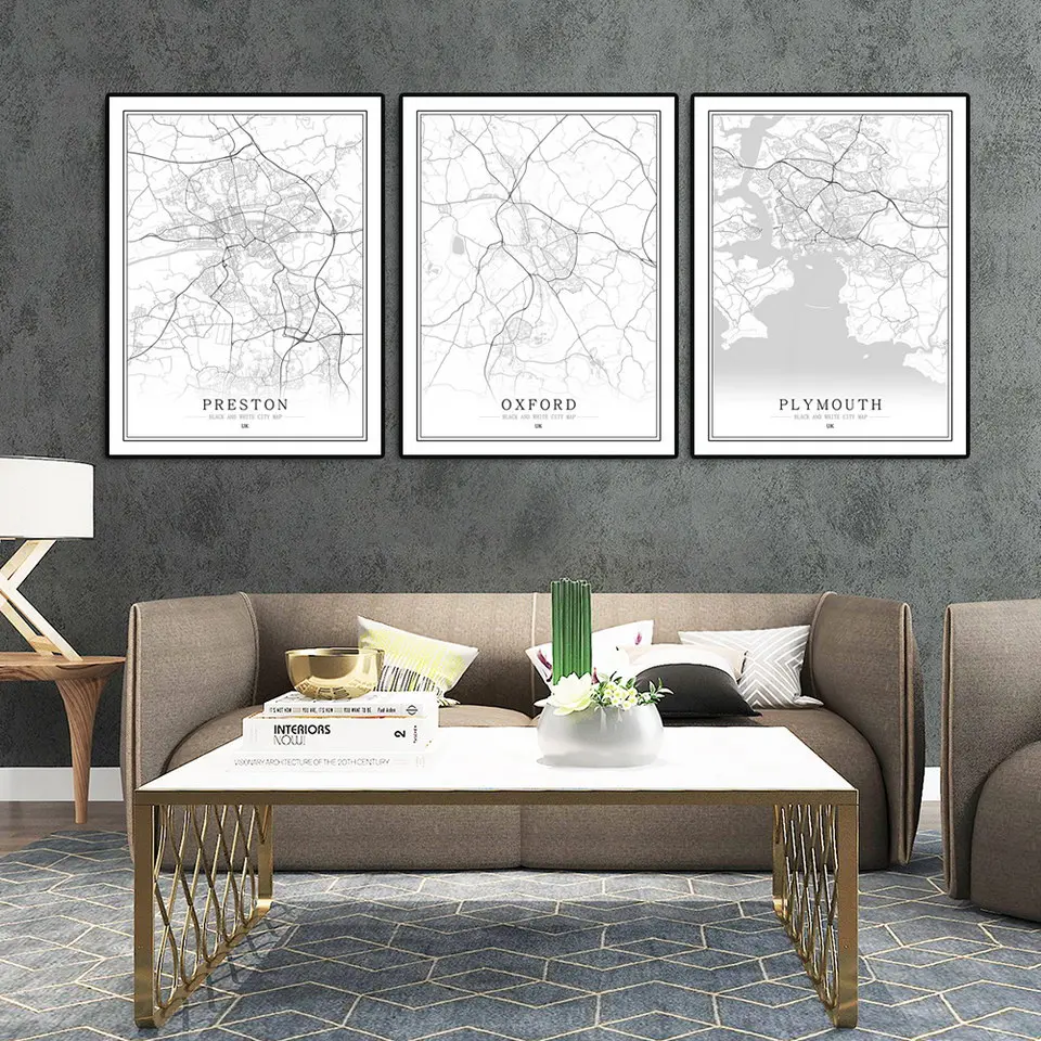 Великобритания Англия черно-белая фотография задний плакат в скандинавском