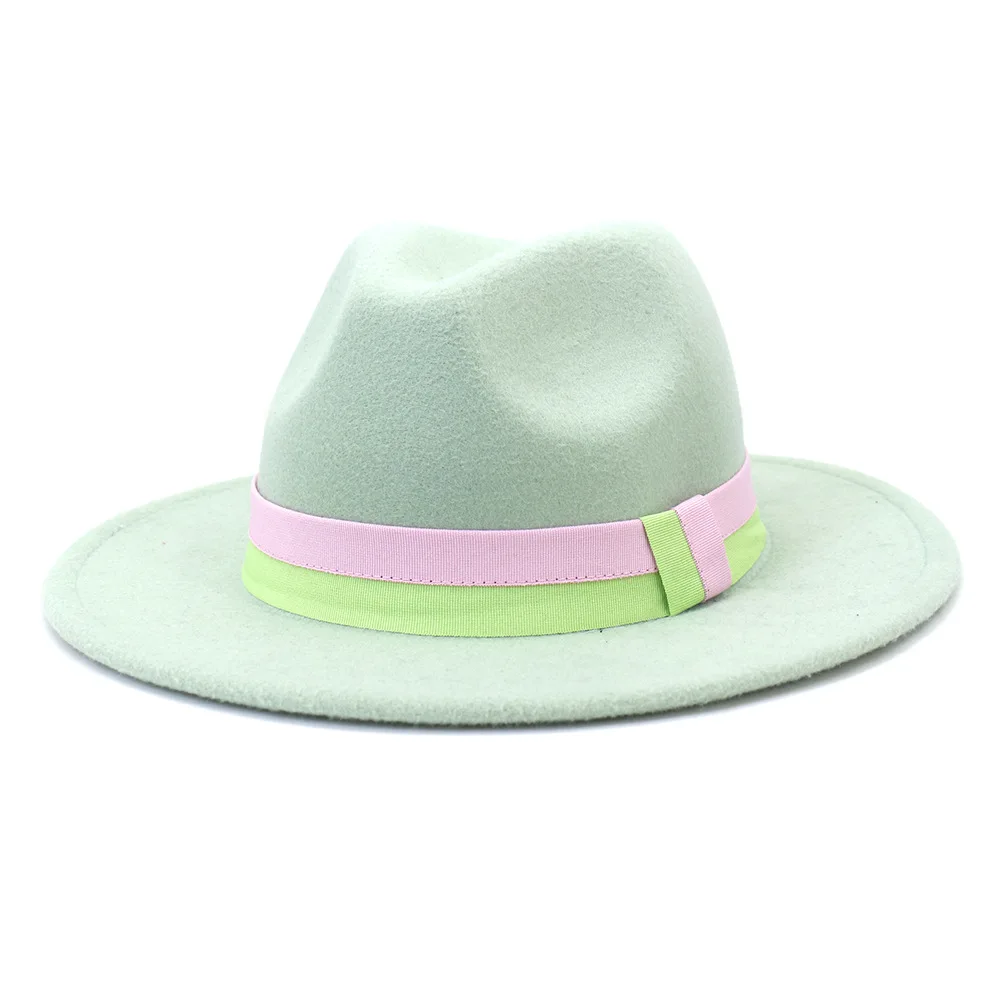 Шляпа-федора для женщин и мужчин фетровая шляпа от солнца с ремнем широкими