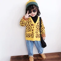 girls leopard print v neck sweater jacket toddler girl winter clothes baby sweater toddler girl fall clothes 2022 girl cardigan
