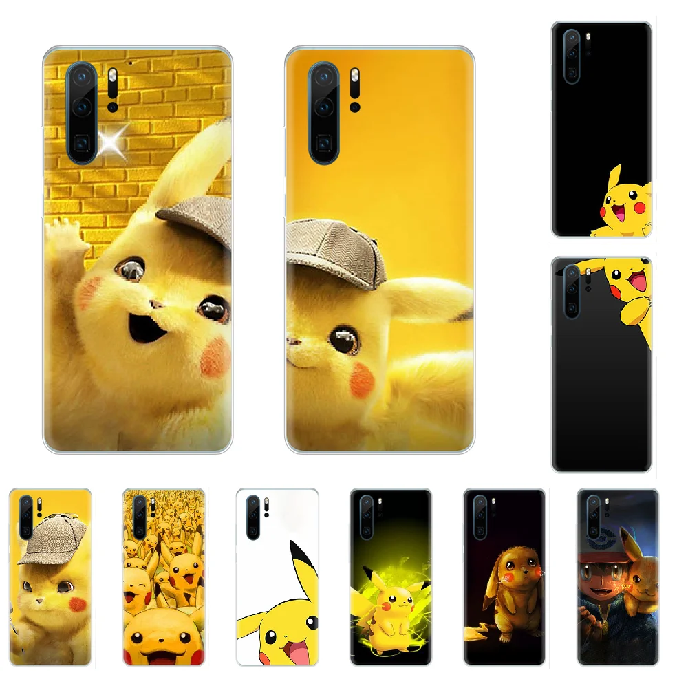 Чехол для телефона Pikachu Pokemon lovely Anime черный мягкий чехол Huawei P8 P9 P10 P20 P30 Pro Lite smart Z 2017