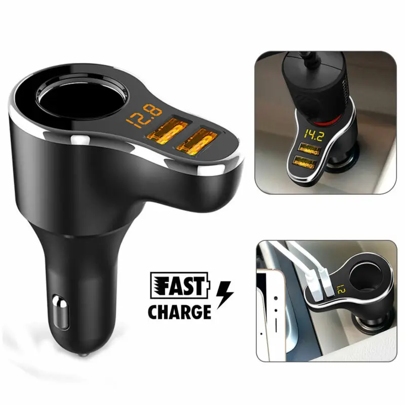 Двойной USB автомобильный ЖК разъем прикуривателя сплиттер DC/12V зарядное