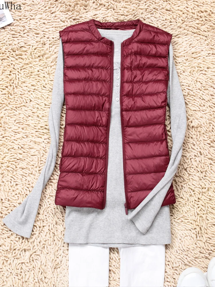 2021 Clearance Spring and Autumn New Light Down Jacket Vest Short Vest Ladies S-4XLRound Neck Vest Down Jacket  Womens Jackets