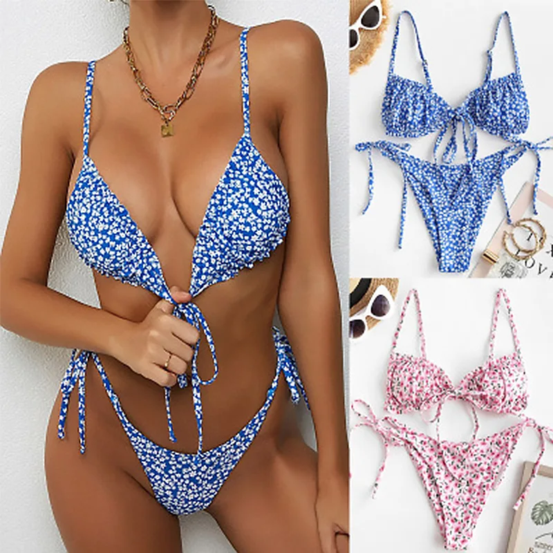 

2021 New European and American Sexy ladies floral bikini swimsuit swimwear