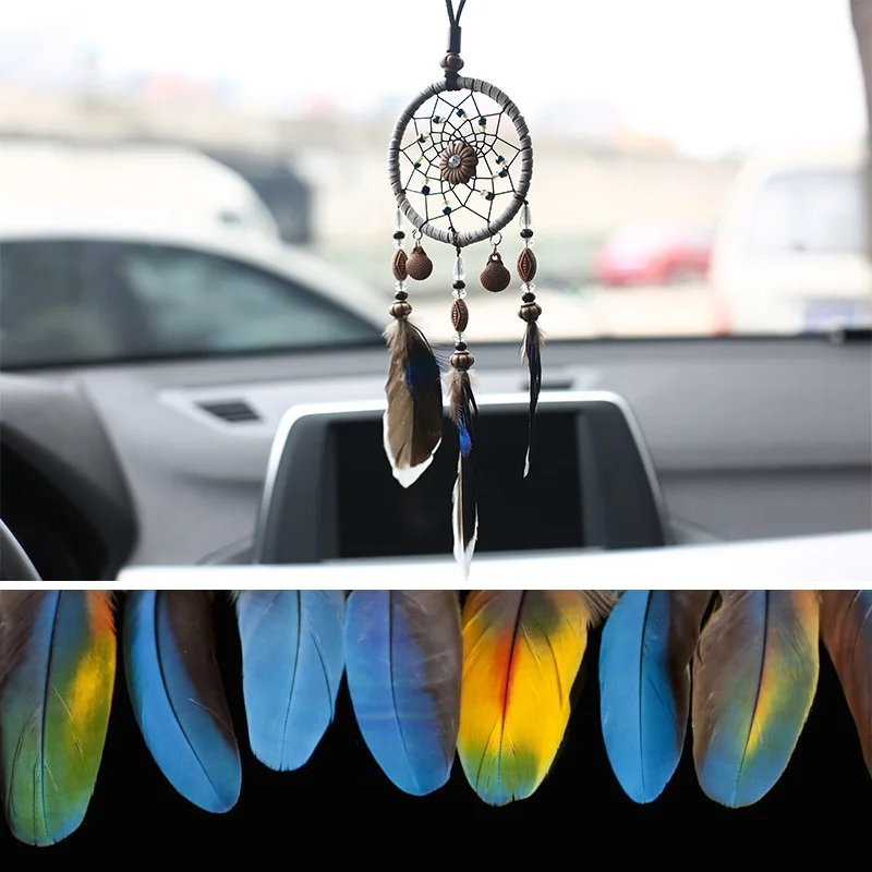 Handicraft Feather Decoration Dreamcatcher Car Pendant Home Decor Dream Catcher Wind Chimes Auto Rearview Mirror Hanging Ornamet | Дом и сад