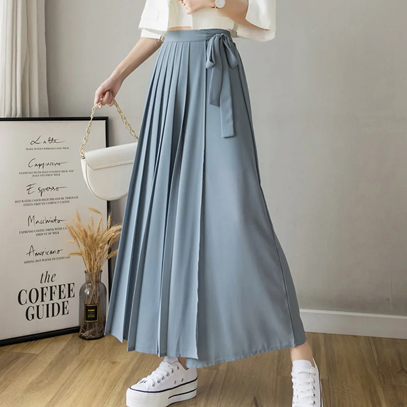 

Женские широкие брюки с завышенной талией, элегантные свободные шифоновые брюки в Корейском стиле, брюки-кюлоты для женщин, лето 2021
