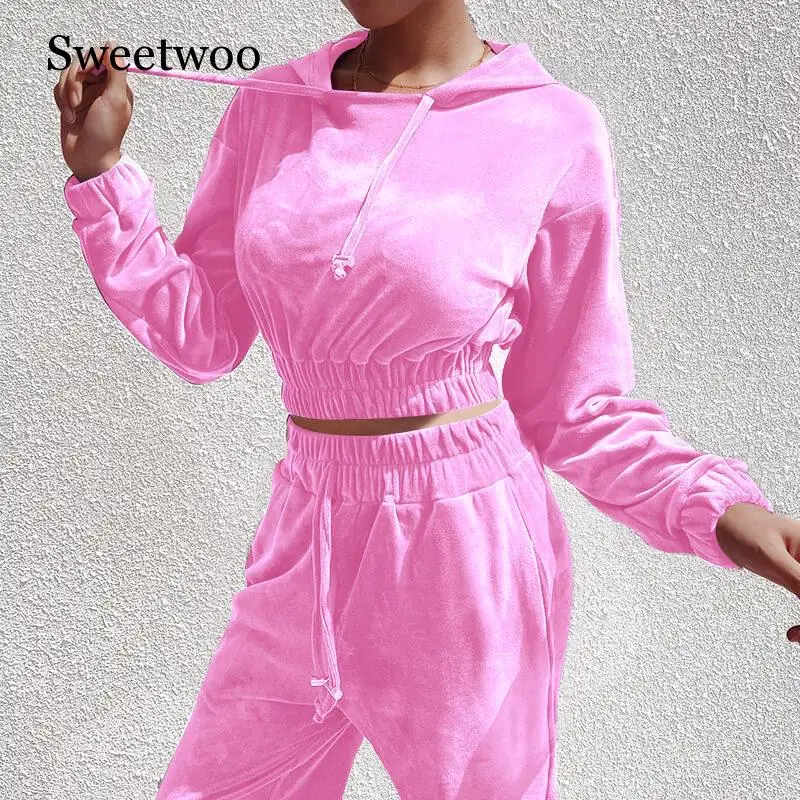 Женский однотонный спортивный костюм SWEETWOO спортивные толстовки с длинным