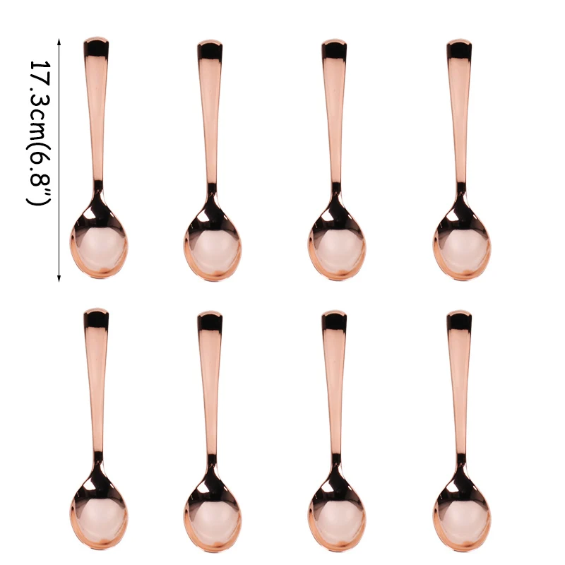8pcs spoons Посуда в розовый горошек с горячей штамповкой для девочек, для первого дня рождения, украшения, тарелки, чашки для свадьбы, невесты, вечерние принадлежности для детского декора - Цвет: 8pcs spoons