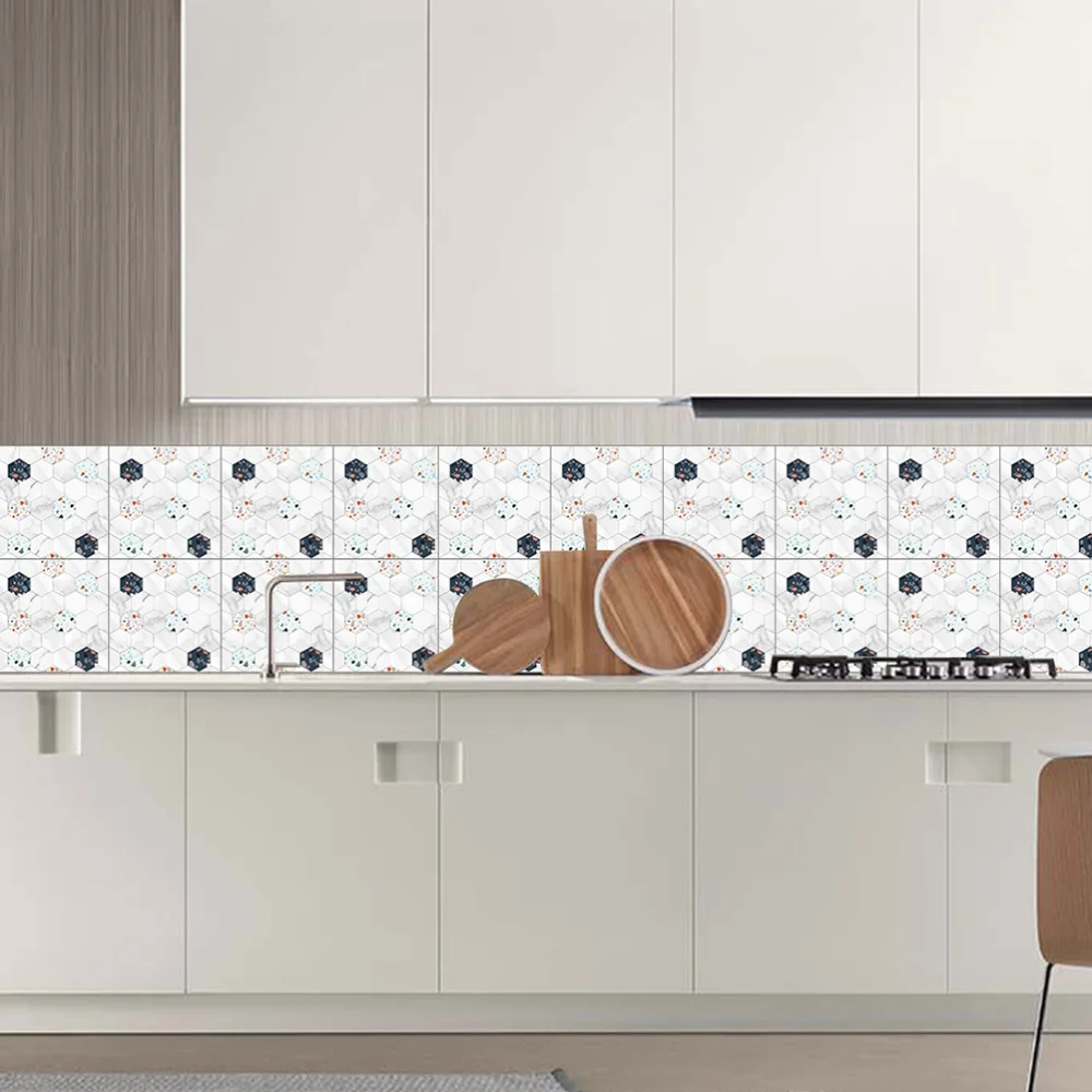 

10pcs Chic Nordic Style Tile Sticker Crystal Self-adhesive Waterproof Background Sticker Floor Decal for Office Home Bathroom Ki