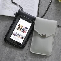 women fashion chain shoulder transparent bag card holders girl cell phone bag handbag ladies clutch phone wallets purse