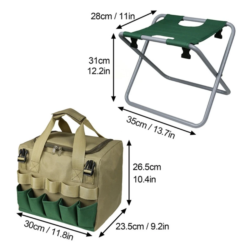 

Foldable Garden Seat Chair Stool Matching Big Tote Bag for Gardener Use