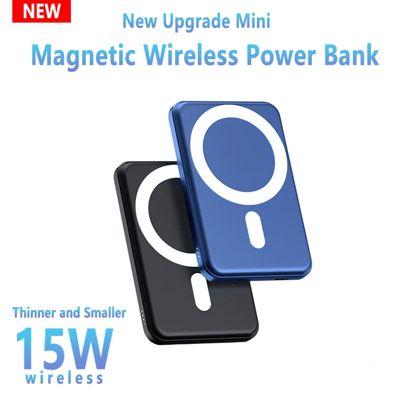 

10000mah 15w rápido carregador de telefone móvel magnético sem fio power bank auxiliar bateria externa mini novo para iphone 12
