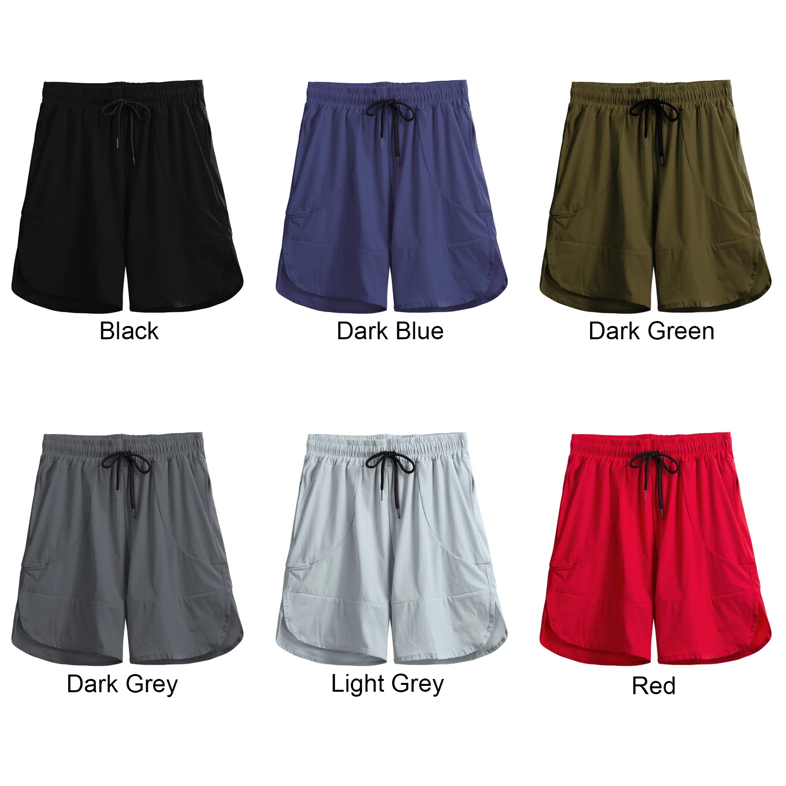 

Summer Men Fitness Shorts Drawstring Elastic Waist Side Pockets Breathable Quick-Drying Running Jogging Shorts