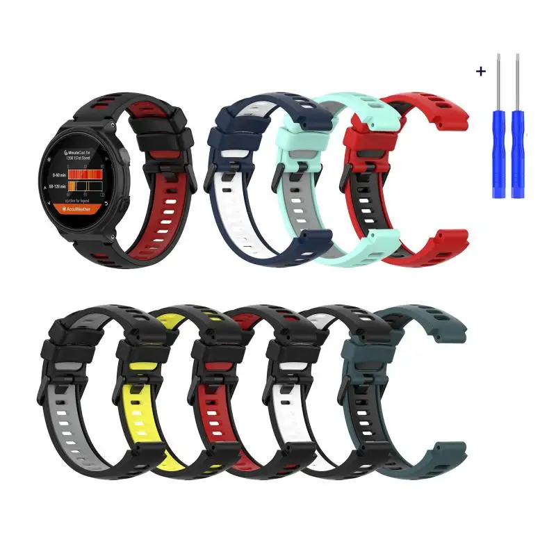 

Watch Strap For Garmin Forerunner 220 230 235 620 630 735XT Smart Band Bracelet Silicone Sport Wristband Two-color 22MM 2 Tools