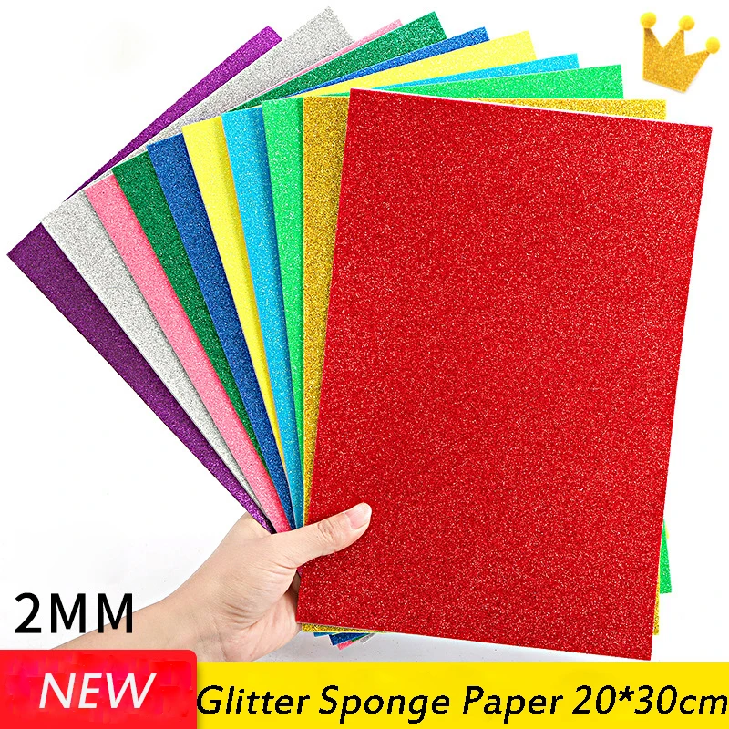 A4 10pcs Foamiran Glitter Foam Paper Shiny Paper for Children's Craft Activities DIY Cutters Handcraft Foam Paper Without Glue