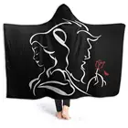 Плюшевое одеяло с капюшоном, 3D принт красавица внутри чудовища, шерпа, флис, мягкая теплая зимняя накидка, носимый плащ